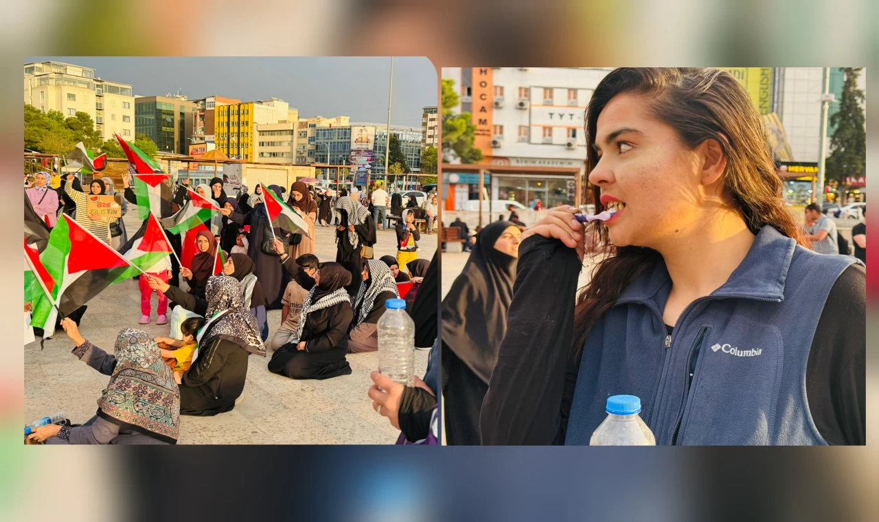 Şanlıurfa'da Provokatör Kadından, Eylemcilere Diş Fırçalı Tepki
