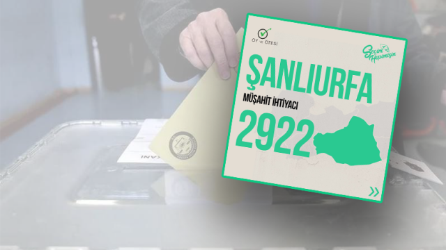 Şanlıurfa'da 2 bin 922 sandık müşahidine ihtiyaç var