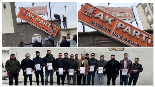 Şanlıurfa’da AK Parti tabelası indirildi.