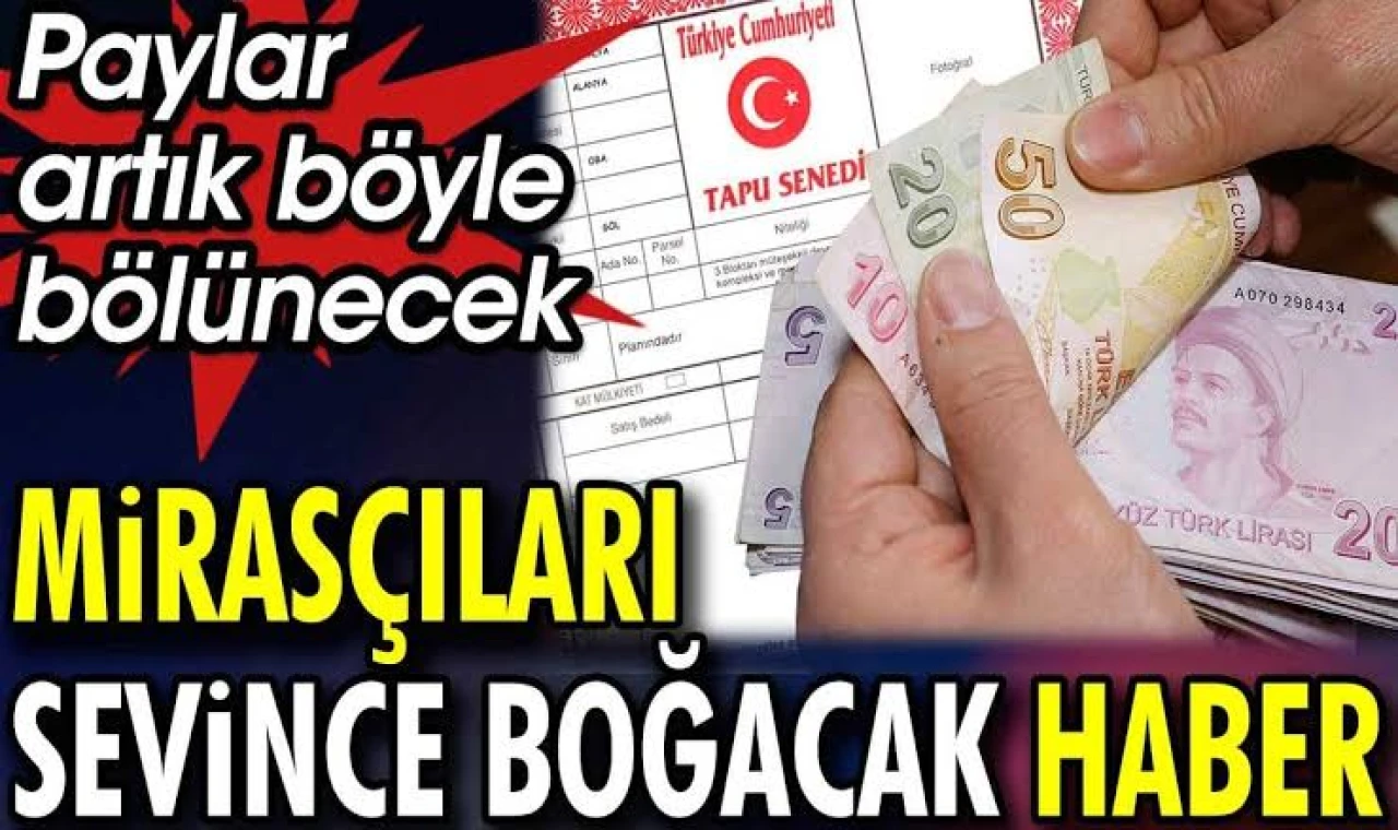 Mirasçıları sevince boğacak haber. Paylar artık böyle bölünecek