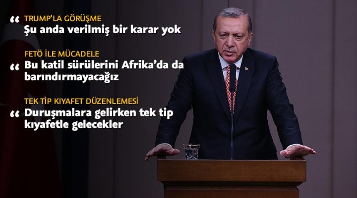 Erdoğan havalimanında soruları yanıtladı