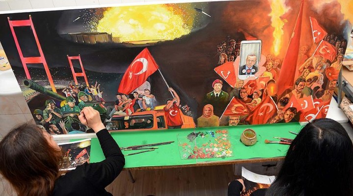 Yağlı boya eserleriyle 15 Temmuz'u unutturmuyorlar