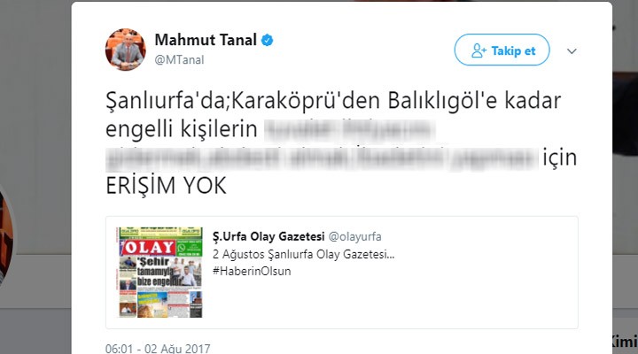 Tanal, Engellilere erişim yok