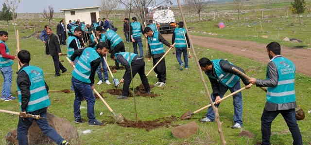 Mahkumlar fidanları toprakla buluşturdu