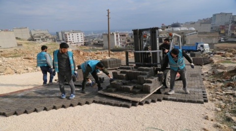 Eyyübiye'de parke taşı çalışmaları sürüyor